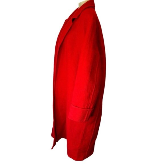 HELMUT LANG Red Wool Blanket Coat Large Oversized Overcoat Pea Coat Jacket - Picture 6 of 14